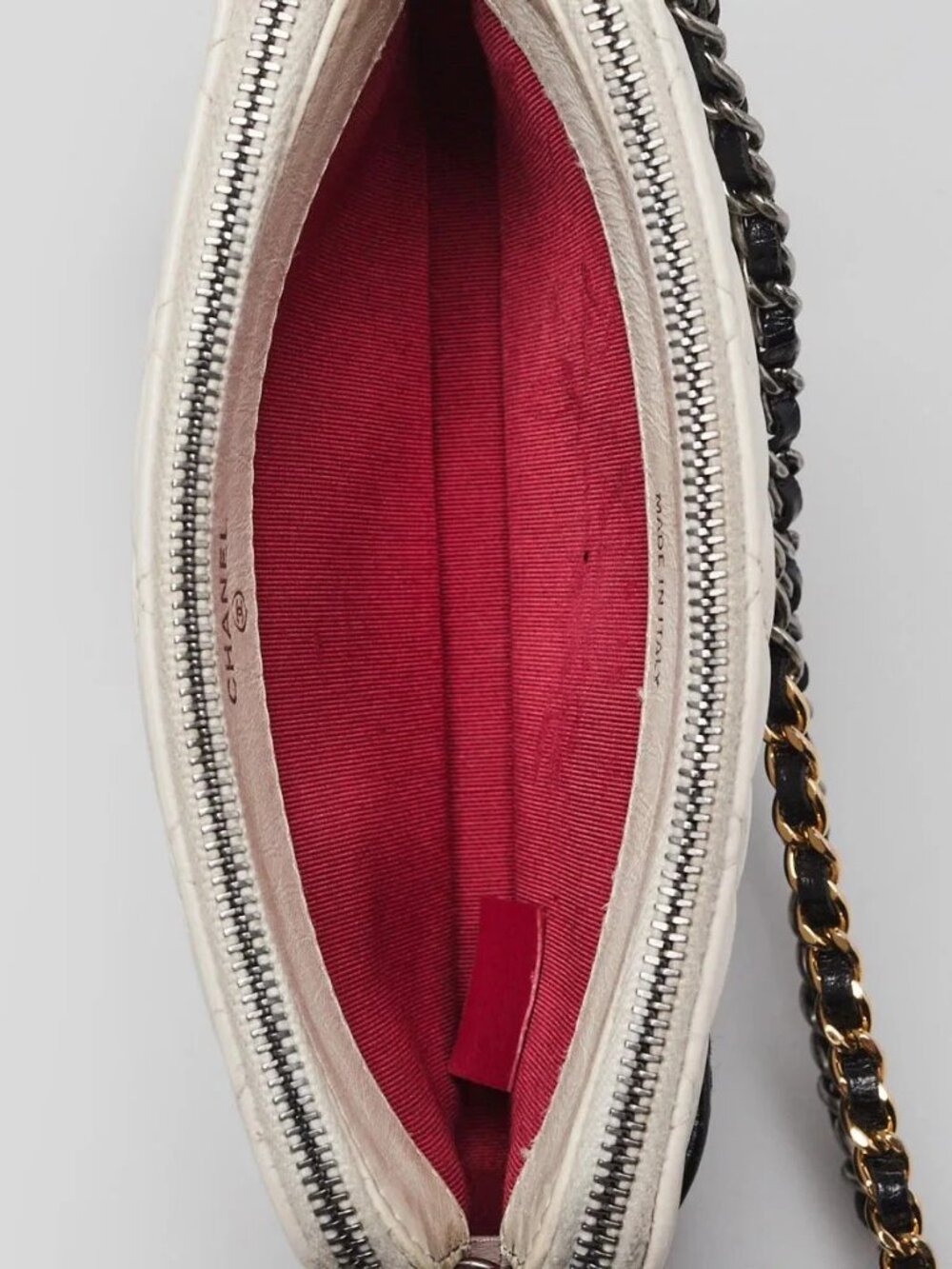Chanel White/Black Quilted Calfskin Leather Gabrielle Clutch with Chain Bag - Picture 8 of 10